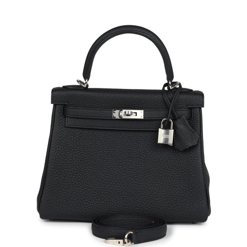 Hermes Kelly Retourne 25 Black Togo Palladium Hardware