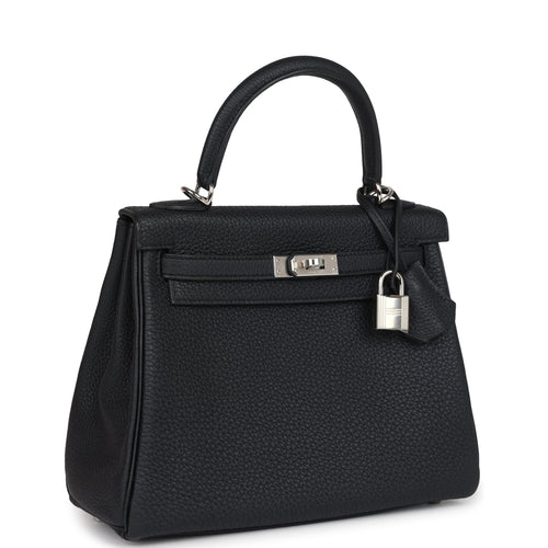 Hermes Kelly Retourne 25 Black Togo Palladium Hardware