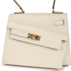 Hermes Kelly Sellier en Desordre 20 Craie Epsom Gold Hardware