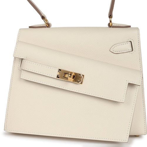 Hermes Kelly Sellier en Desordre 20 Craie Epsom Gold Hardware