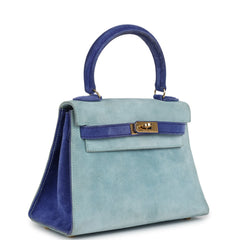 Vintage Hermes Kelly Sellier 20 Bleu Electric and Aqua Doblis Gold Hardware
