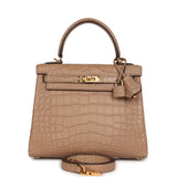 Hermes Kelly Retourne 25 Chai Matte Alligator Gold Hardware