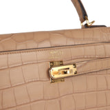 Hermes Kelly Retourne 25 Chai Matte Alligator Gold Hardware