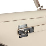 Pre-owned Hermes Kelly Sellier 28 Craie Epsom Palladium Hardware