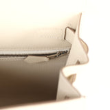 Pre-owned Hermes Kelly Sellier 28 Craie Epsom Palladium Hardware