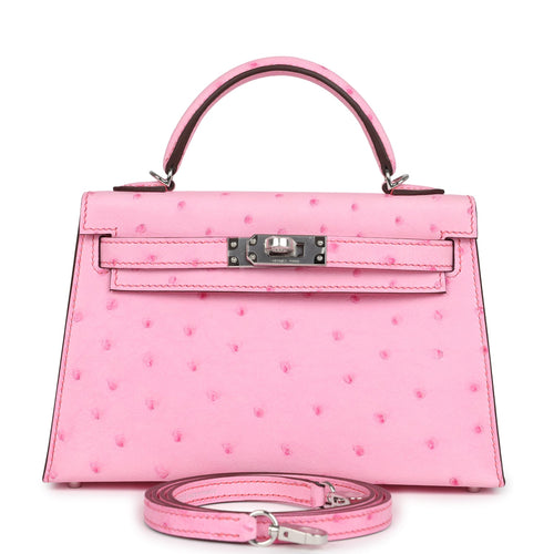 Hermes Kelly Sellier 20 Bubblegum Ostrich Palladium Hardware