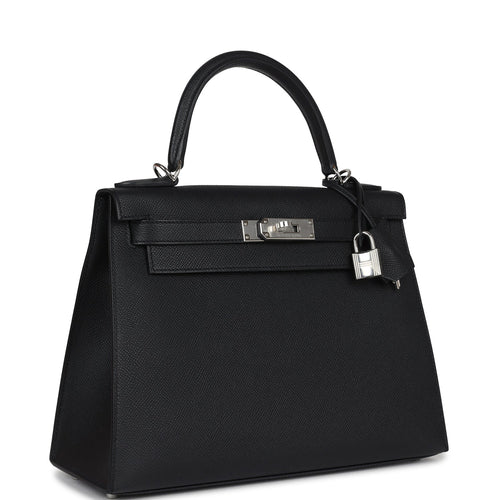 Hermes Kelly Sellier 28 Black Epsom Palladium Hardware
