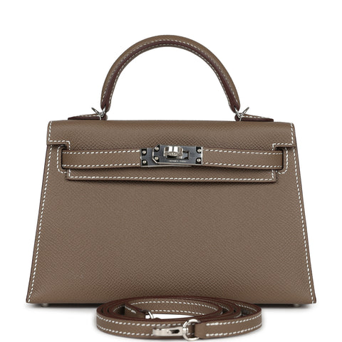 Hermes Kelly Sellier 20 Etoupe Epsom Palladium Hardware