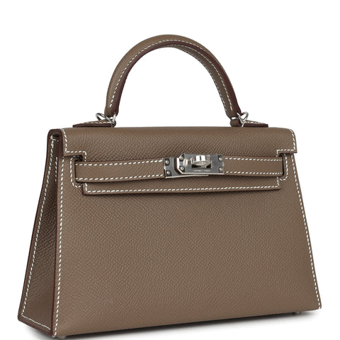 Hermes Kelly Sellier 20 Etoupe Epsom Palladium Hardware