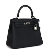 Pre-owned Hermes Kelly Retourne 28 Black Togo Palladium Hardware