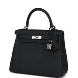 Pre-owned Hermes Kelly Retourne 28 Black Togo Palladium Hardware