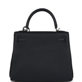 Pre-owned Hermes Kelly Retourne 28 Black Togo Palladium Hardware