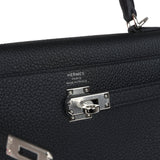 Pre-owned Hermes Kelly Retourne 28 Black Togo Palladium Hardware