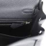 Pre-owned Hermes Kelly Retourne 28 Black Togo Palladium Hardware