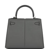 Hermes Padded Kelly Sellier 25 Gris Meyer Swift Palladium Hardware