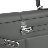 Hermes Padded Kelly Sellier 25 Gris Meyer Swift Palladium Hardware