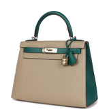 Hermes Special Order (HSS) Kelly Sellier 28 Malachite and Trench Epsom Permabrass Hardware