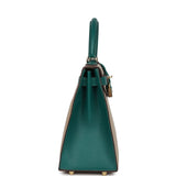 Hermes Special Order (HSS) Kelly Sellier 28 Malachite and Trench Epsom Permabrass Hardware