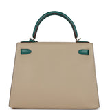 Hermes Special Order (HSS) Kelly Sellier 28 Malachite and Trench Epsom Permabrass Hardware