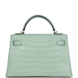 Hermes Kelly Sellier 20 Vert D'Eau Matte Alligator Gold Hardware