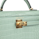 Hermes Kelly Sellier 20 Vert D'Eau Matte Alligator Gold Hardware