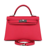 Hermes Kelly Sellier 20 Rose Extreme Epsom Palladium Hardware