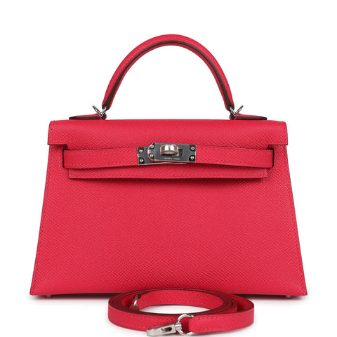 Hermes Kelly Sellier 20 Rose Extreme Epsom Palladium Hardware