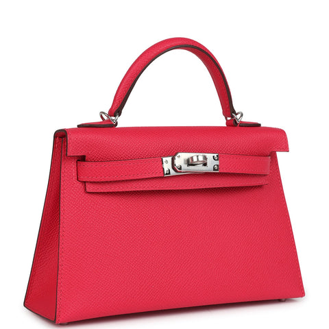 Hermes Kelly Sellier 20 Rose Extreme Epsom Palladium Hardware