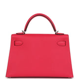 Hermes Kelly Sellier 20 Rose Extreme Epsom Palladium Hardware