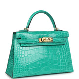 Hermes Kelly Sellier 20 Vert Jade Shiny Alligator Gold Hardware