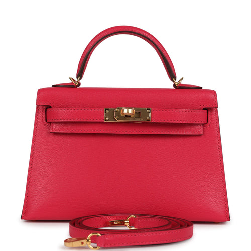 Hermes Kelly Sellier 20 Rose Extreme Chevre Gold Hardware