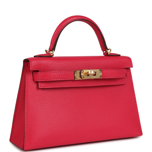 Hermes Kelly Sellier 20 Rose Extreme Chevre Gold Hardware