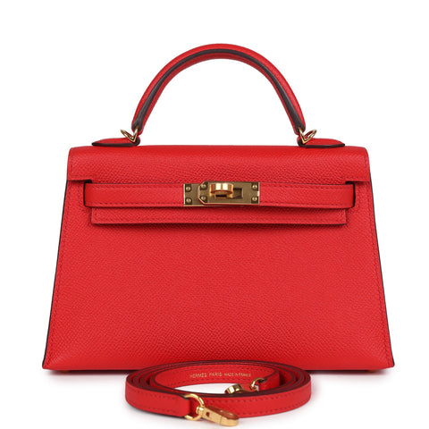 Hermes Kelly Sellier 20 Rouge de Coeur Epsom Gold Hardware