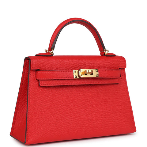 Hermes Kelly Sellier 20 Rouge de Coeur Epsom Gold Hardware