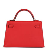 Hermes Kelly Sellier 20 Rouge de Coeur Epsom Gold Hardware