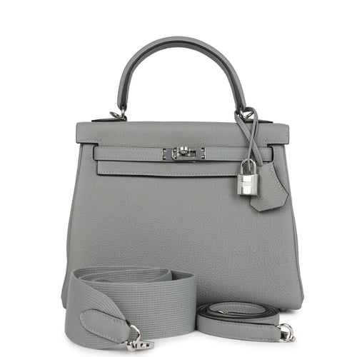Hermes Kelly Retourne 25 Gris Mouette Togo Palladium Hardware