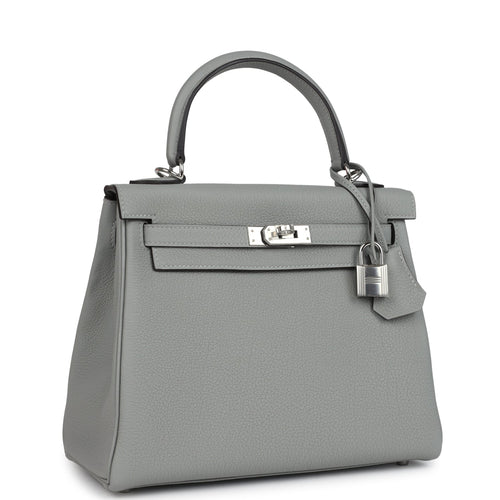 Hermes Kelly Retourne 25 Gris Mouette Togo Palladium Hardware