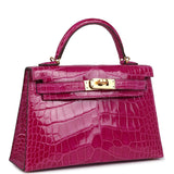 Hermes Kelly Sellier 20 Rose Scheherazade Shiny Alligator Gold Hardware