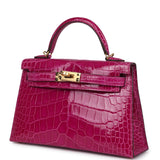 Hermes Kelly Sellier 20 Rose Scheherazade Shiny Alligator Gold Hardware