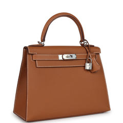 Hermes Kelly Sellier 28 Gold Epsom Palladium Hardware