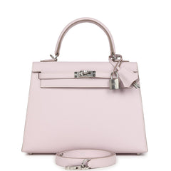 Hermes Kelly Sellier 25 Mauve Pale Epsom Palladium Hardware