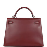 Vintage Hermes Kelly Sellier 32 Rouge H Box Palladium Hardware