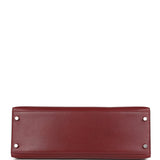 Vintage Hermes Kelly Sellier 32 Rouge H Box Palladium Hardware