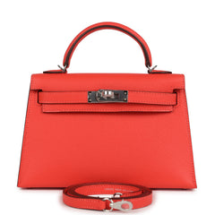 Hermes Kelly Sellier 20 Orange Field Epsom Palladium Hardware