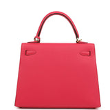Hermes Kelly Sellier 25 Rose Extreme Epsom Gold Hardware