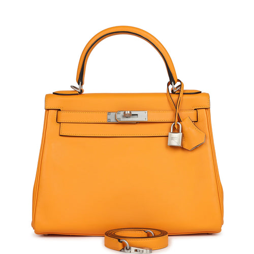 Hermes Special Order (HSS) Kelly Retourne 28 Jaune D'Or Swift Brushed Palladium Hardware