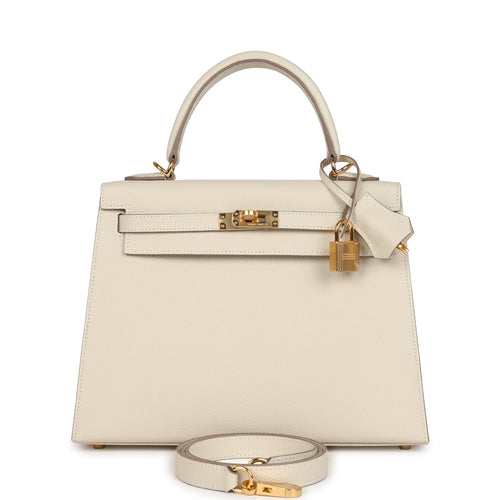 Hermes Kelly Sellier 25 Craie Epsom Gold Hardware