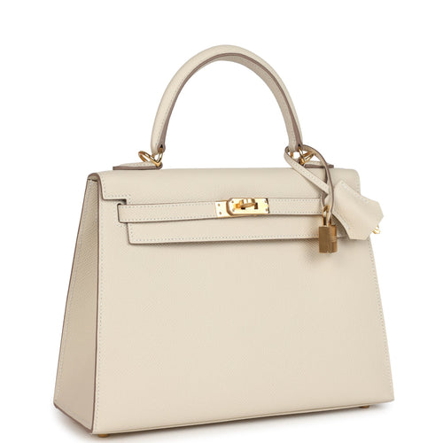 Hermes Kelly Sellier 25 Craie Epsom Gold Hardware