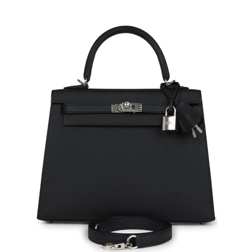 Hermes Kelly Sellier 25 Black Epsom Palladium Hardware front