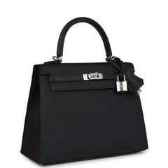 Hermes Kelly Sellier 25 Black Epsom Palladium Hardware side 1